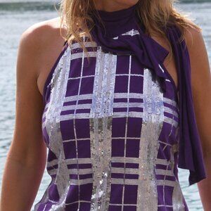 Zuleyka Rivera Sequin Plaid Halter Tunic - Miss Universe 2006 - Size Large